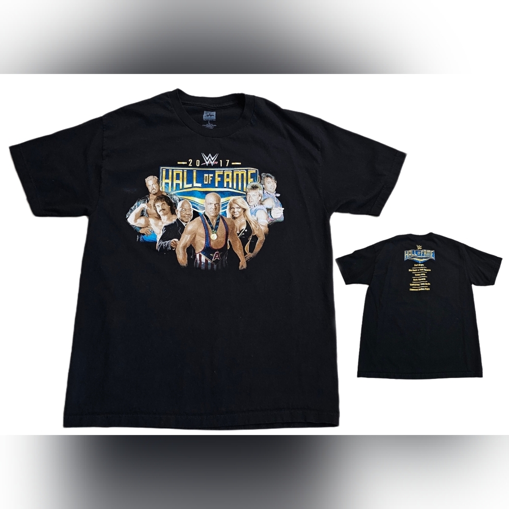 2017 WWE Hall Of Fame Wrestlemania T-Shirt Large Kurt Angle, Teddy Long, Phoenix